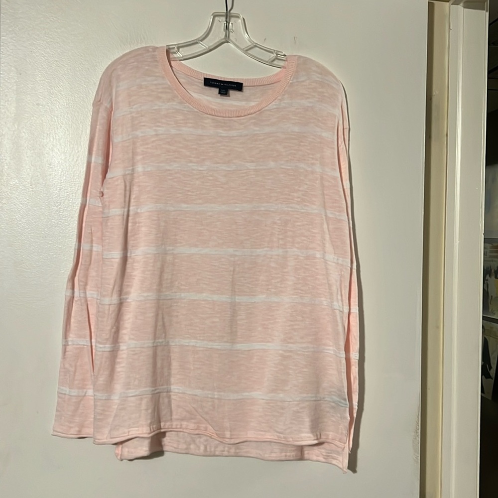 Tommy Hilfiger pale pink/white striped light weight sweater